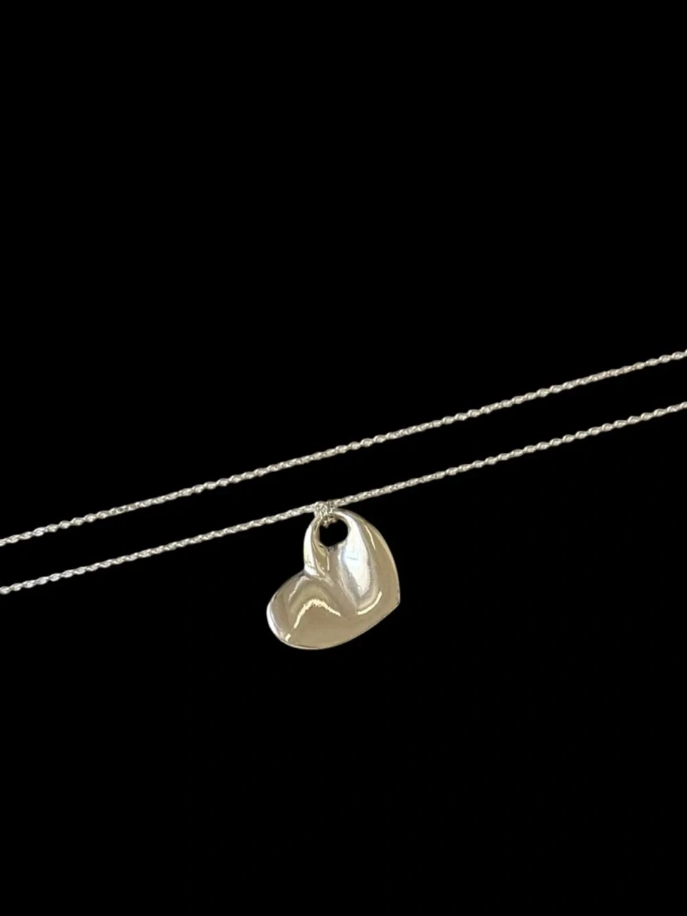 Express Silver Double Stranded Heart Pendant Necklace